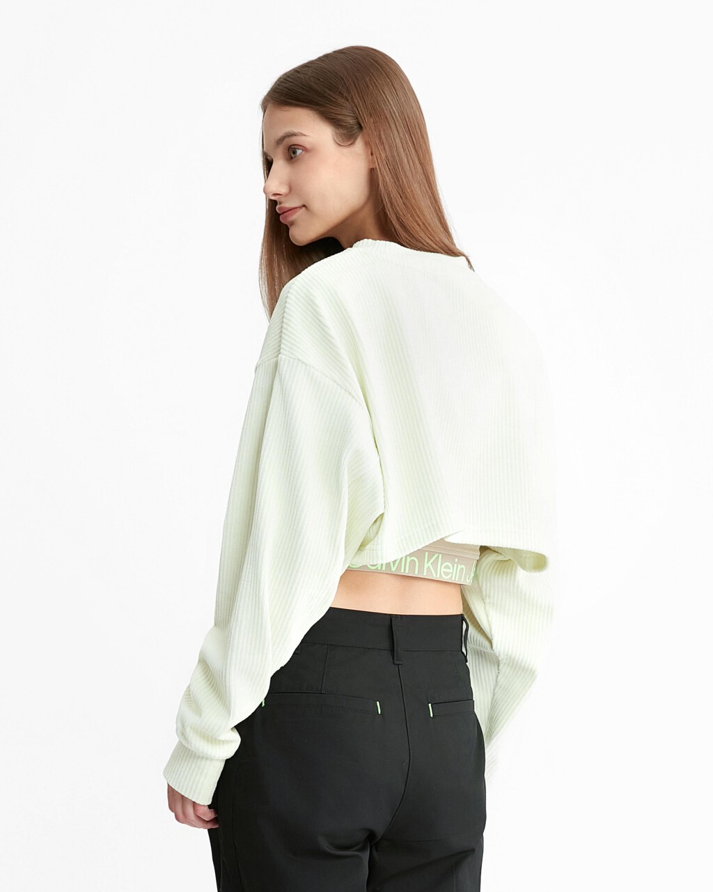 2 In 1 Logo Tape Velvet Sweatshirt, Canary Green, hi-res