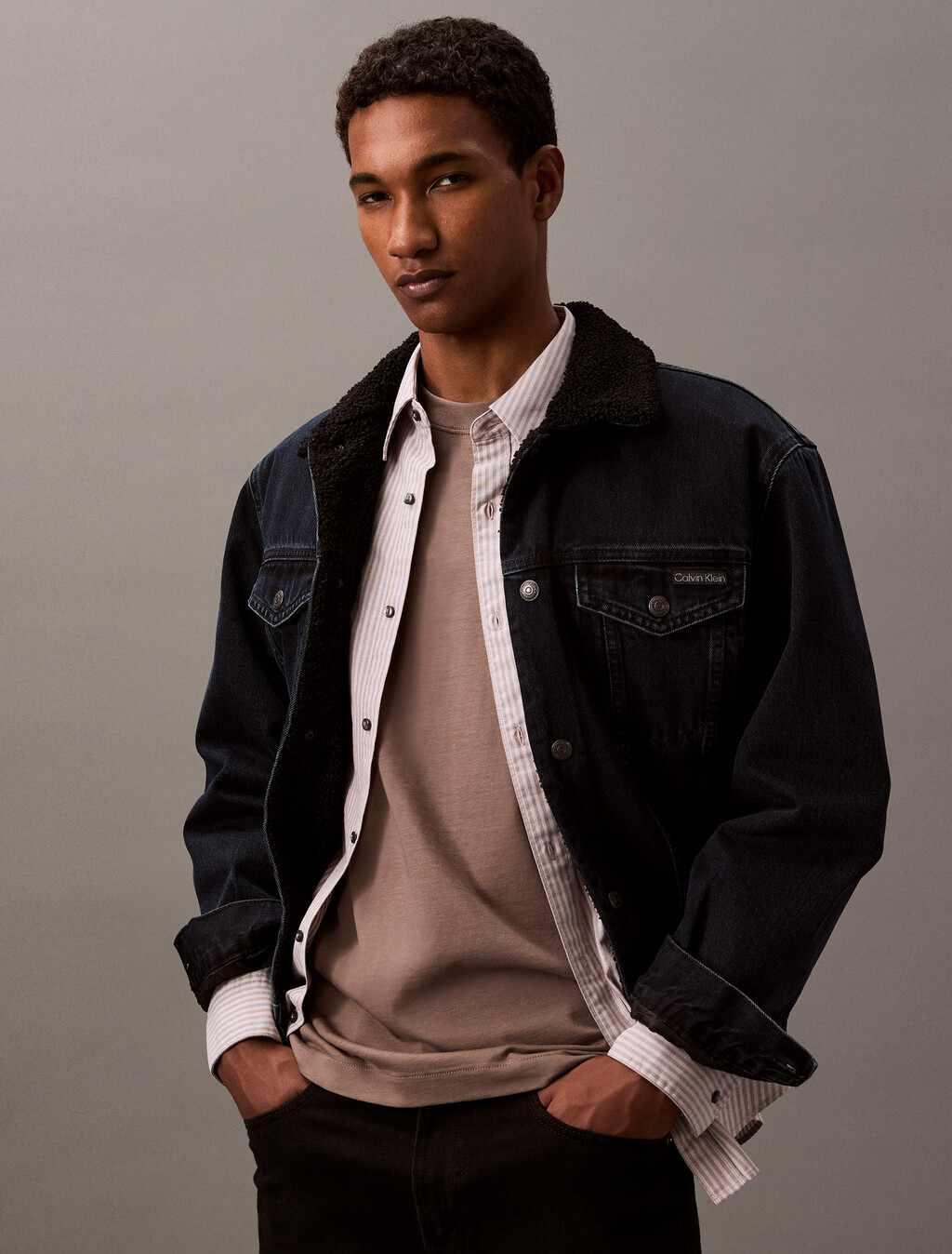 Calvin Logo Crew Neck Tee, Falcon, hi-res