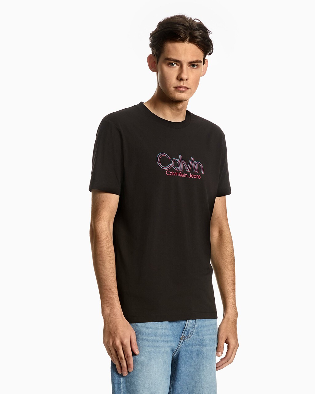 螢光色 CALVIN 修身 T 裇, Ck Black, hi-res