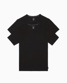 MODERN COTTON 彈性圓領 T 裇 2 件裝, Black/Black, hi-res