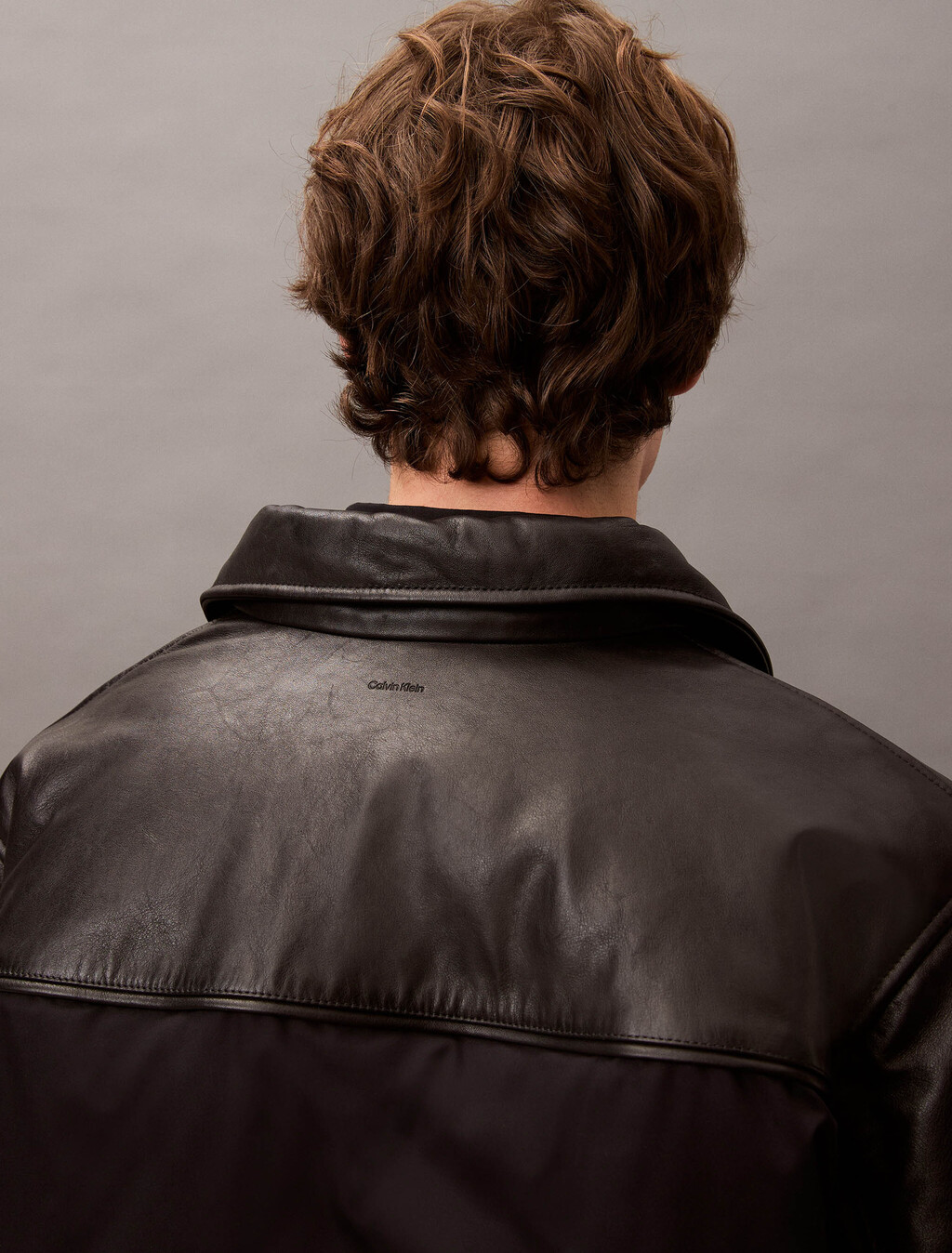 Nylon Leather Bomber Jacket, Vulcan, hi-res