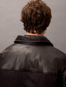 Nylon Leather Bomber Jacket, Vulcan, hi-res