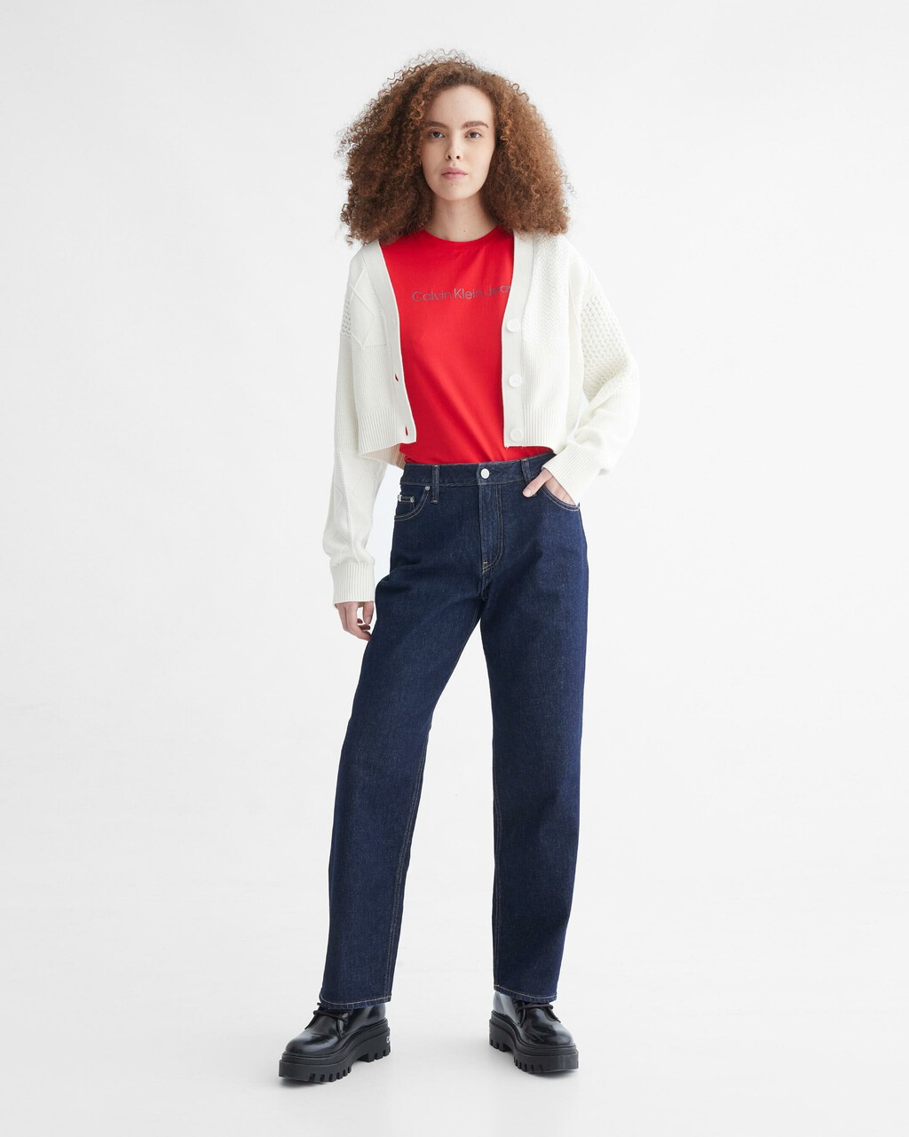 SHRUNKEN INSTITUTIONAL LOGO T 恤, CANDY APPLE, hi-res