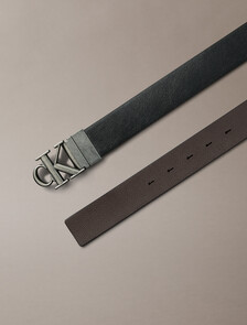 CK 搭扣雙面皮革腰帶, Black/CK Dark Brown/Antique Silver, hi-res