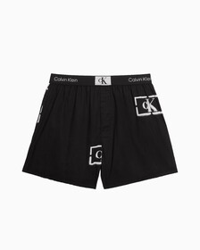 Calvin Klein 1996 Woven  Cotton Boxers, STENCIL LOGO PRINT_BLACK, hi-res