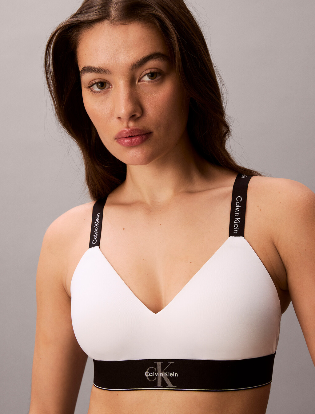 Lightly Lined Bralette - Graphic Monogram Microfibre Stretch, White, hi-res