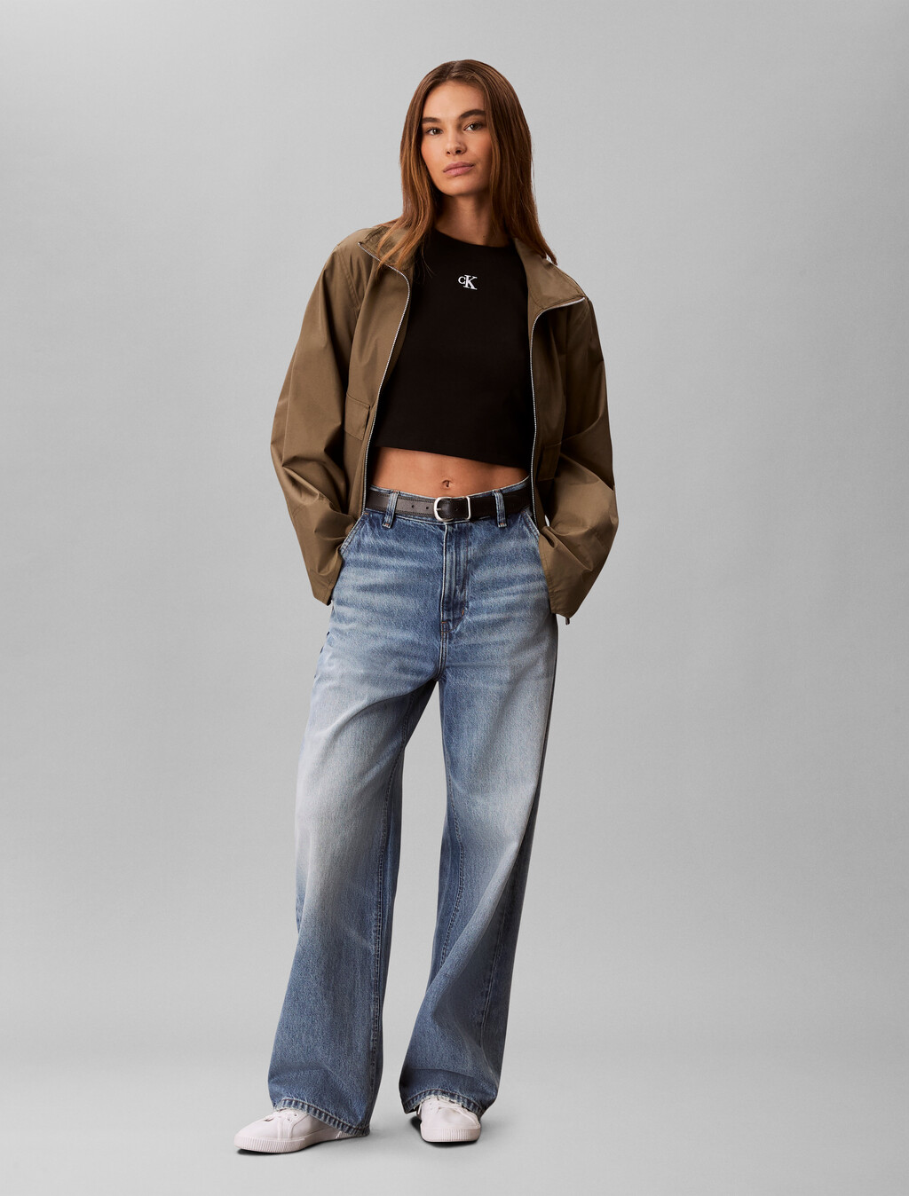 羅紋緊身短版 T 恤, Black, hi-res