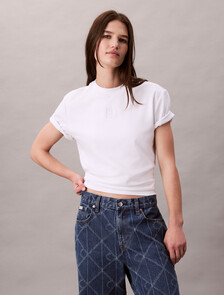 Premium Cotton Mock Neck Tee, Brilliant White, hi-res