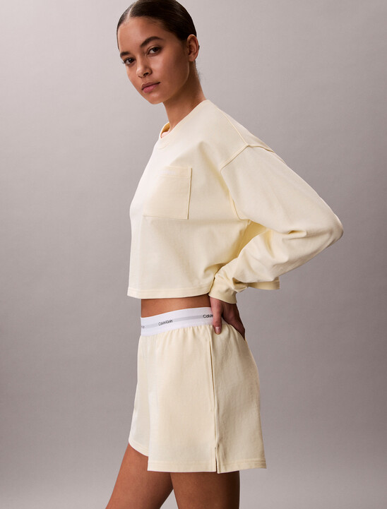 標誌棉質平紋布休閒短褲