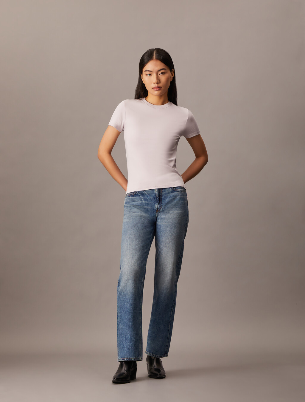 Refined Cotton Jersey Slim Tee, Lilac Marble, hi-res