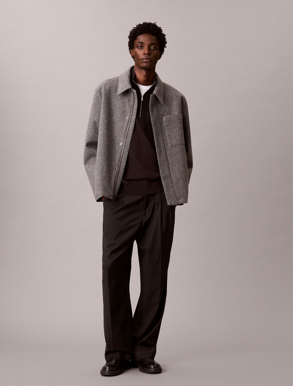 Tech Filled Shirt Jacket, Heather Grey, hi-res