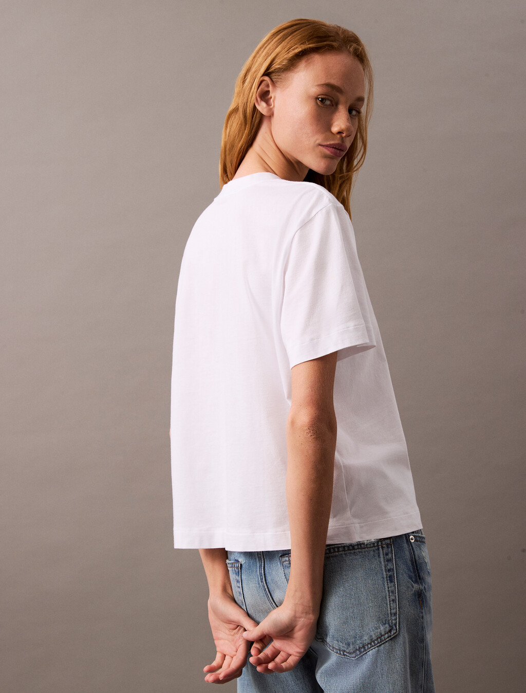 CK 標誌方正版型 T 恤, Brilliant White, hi-res