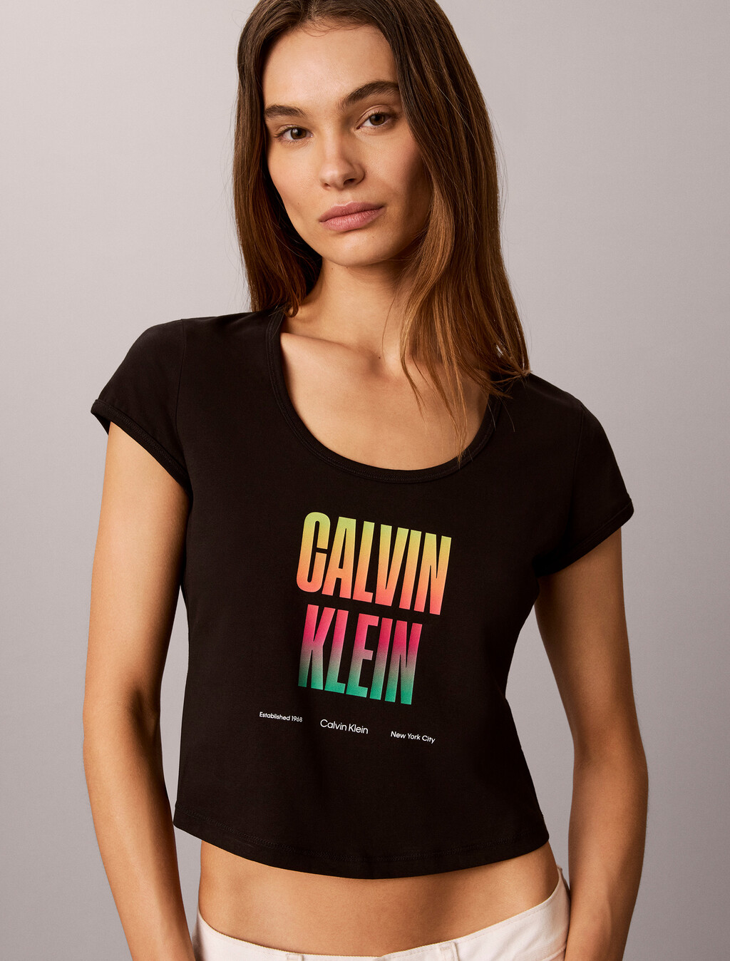 Slim Stretch Logo T-shirt - Pride, Black, hi-res