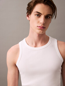 Cotton Stretch Sleep Tank Top, White, hi-res