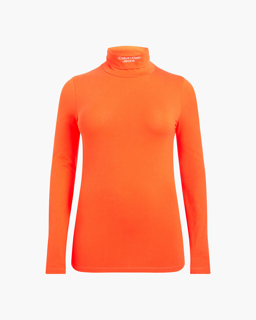 STACKED LONG SLEEVE ROLL NECK TOP, Coral Orange, hi-res