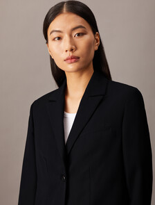 Crepe Wool Blend Single Breasted Overcoat, Black Beauty, hi-res