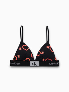 Calvin Klein 1996 Vday Lightly Lined Triangle Bra, NEON HEART+BLACK, hi-res