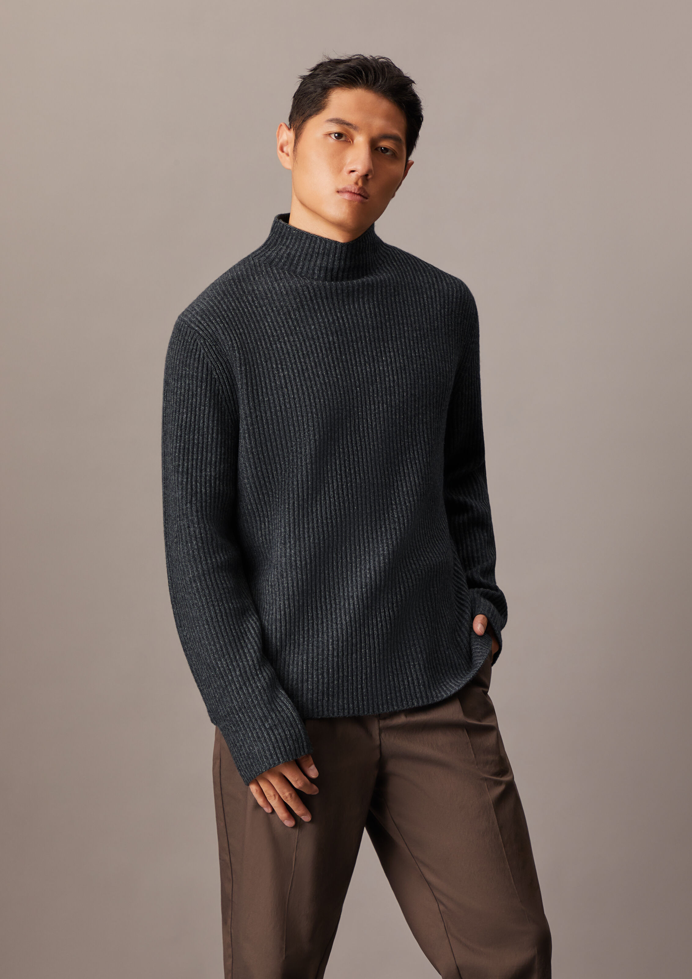 Knit mock neck top cheap