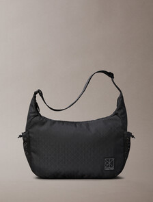 Water-Repellent Crossbody Duffle Bag, Black, hi-res