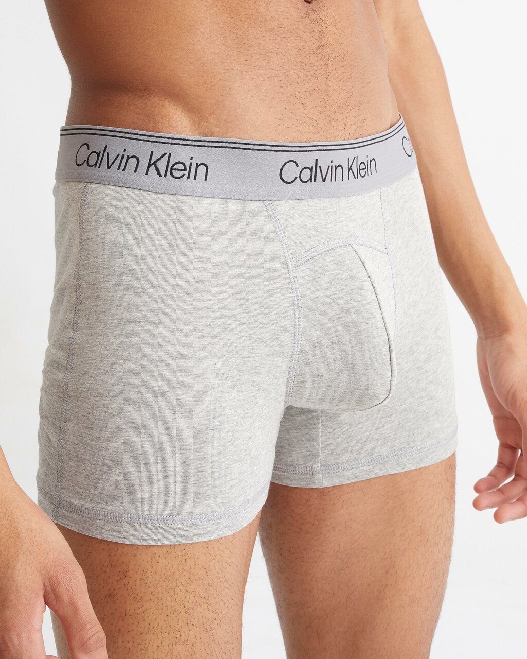 ATHLETIC COTTON 2 PACK TRUNKS, BLACK/GREY HEATHER, hi-res
