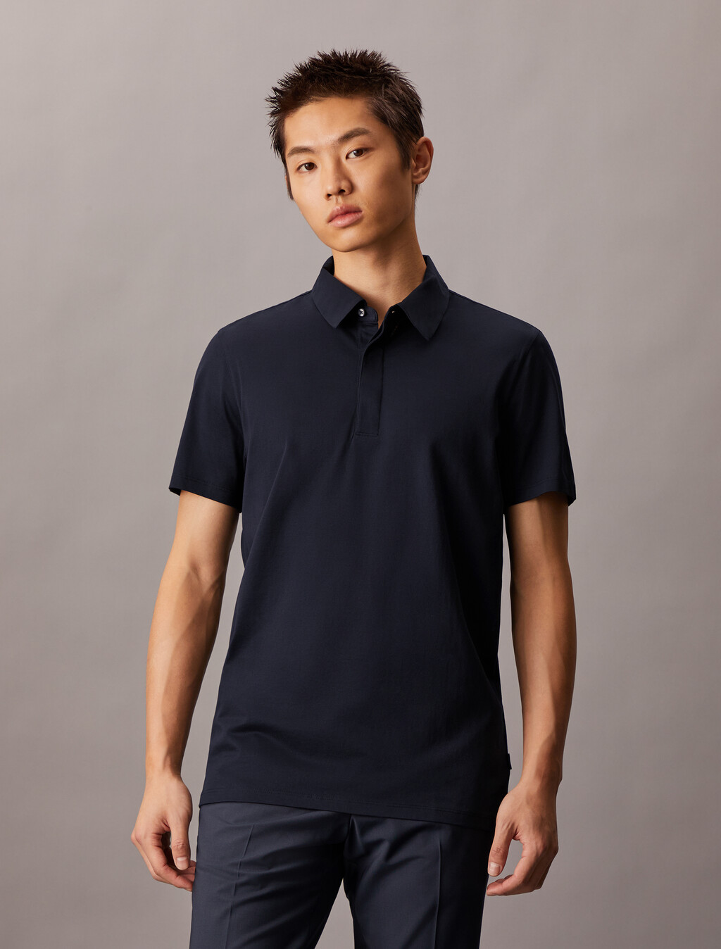 雙絲光棉短袖 Polo 衫, Black Beauty, hi-res