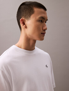 Calvin Logo 圓領上衣, Brilliant White, hi-res