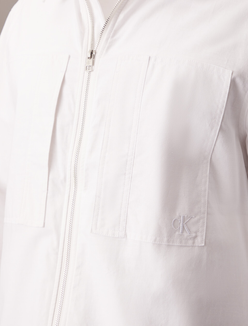 Cotton Linen Shacket, Bright White, hi-res