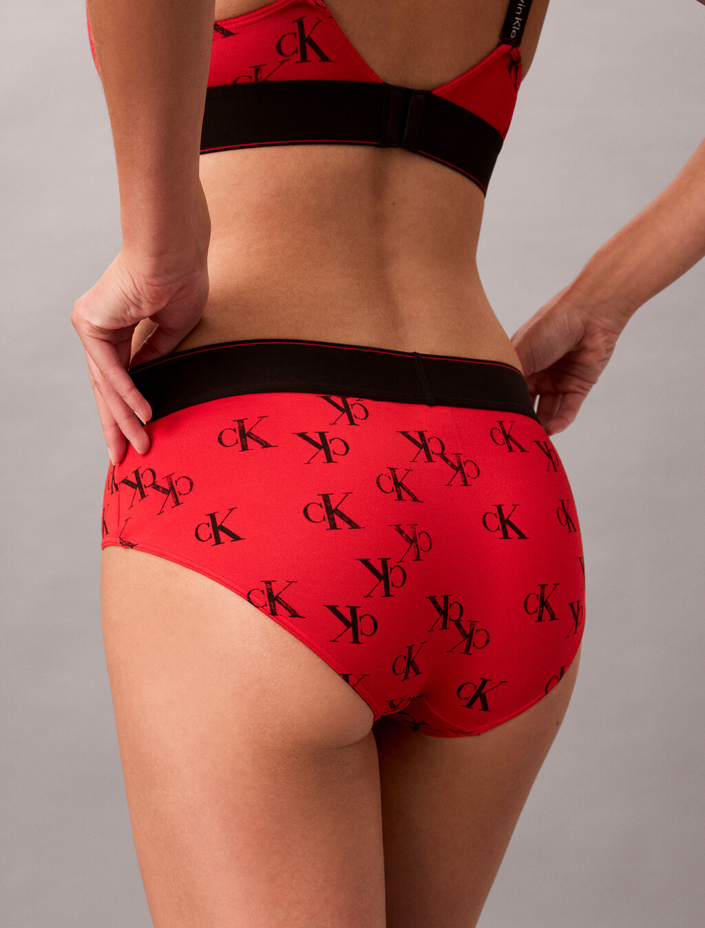 Lightly Lined Bralette - Graphic Monogram Microfibre Stretch, Smudge CK Small+Goji Berry, hi-res