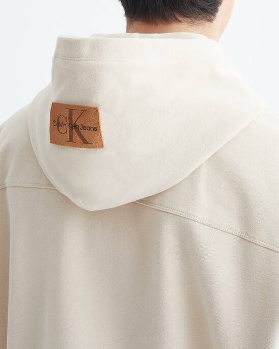 LEATHER PATCH SLEEVELESS HOODIE