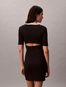 羅紋針織貼身迷你連身裙, Black, hi-res