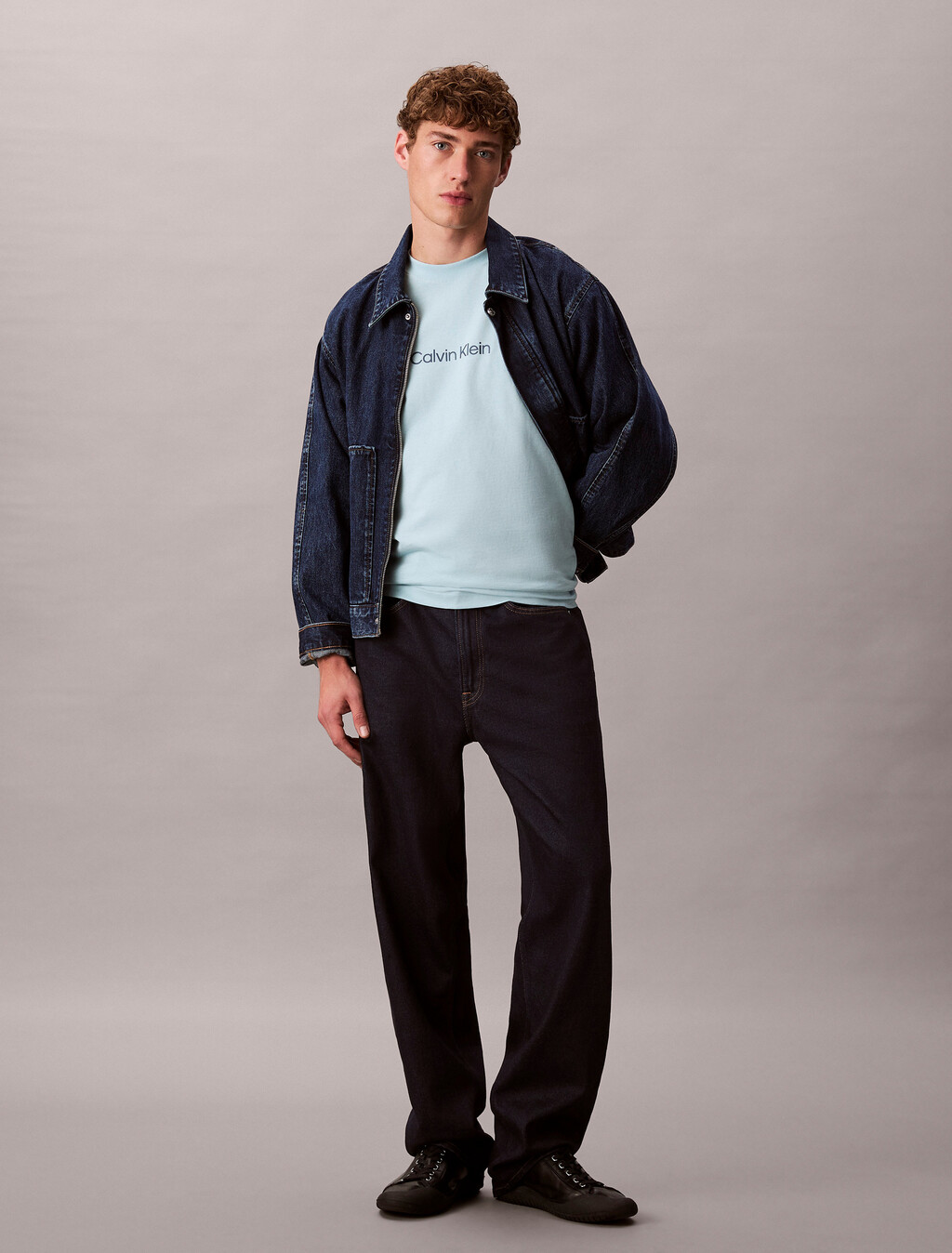 Calvin Logo Crew Neck Tee, Stratosphere, hi-res