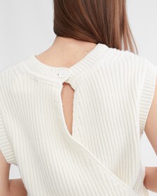 Cashmere Back Detail Tank Top, Ivory, hi-res