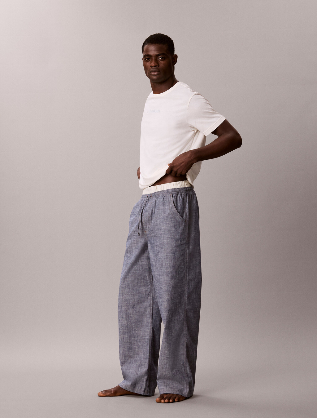 Cotton Chambray Sleep Pants, CHAMBRAY INDIGO, hi-res