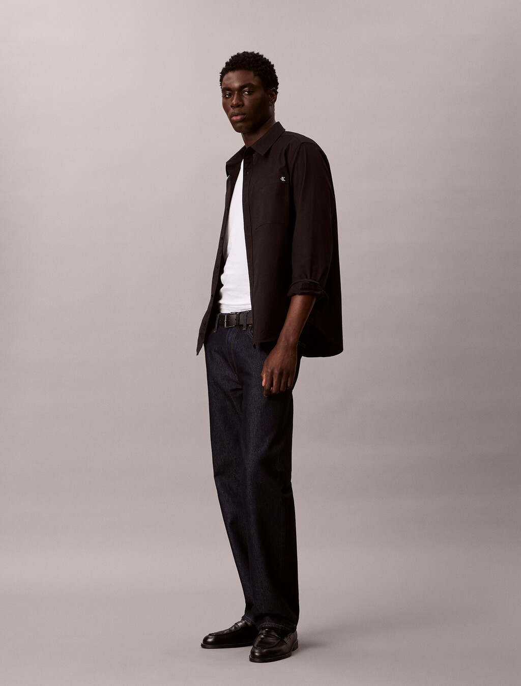 Oxford Cotton Shirt, Black, hi-res