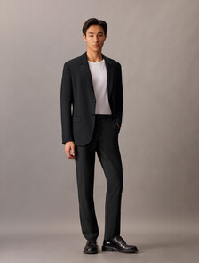 Refined Virgin Wool Slim Trouser, Black, hi-res