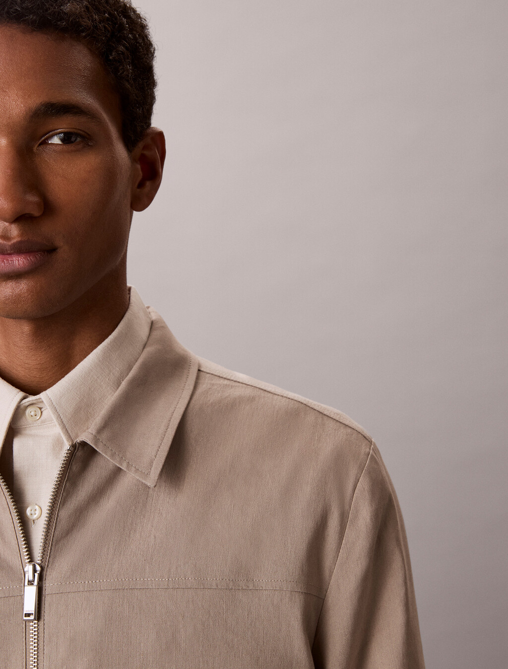 Linen Lyocell Shirt Jacket, Roasted Cashew, hi-res