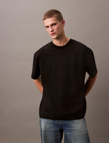 Oversized Embossed Monogram Tee, Black, hi-res