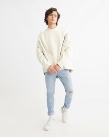 UNISEX RELAXED COTTON TERRY SWEATSHIRT, Ivory, hi-res