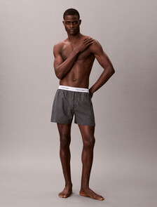 Cotton Poplin Traditional Boxers, SUMMIT PLAID BLACK, hi-res