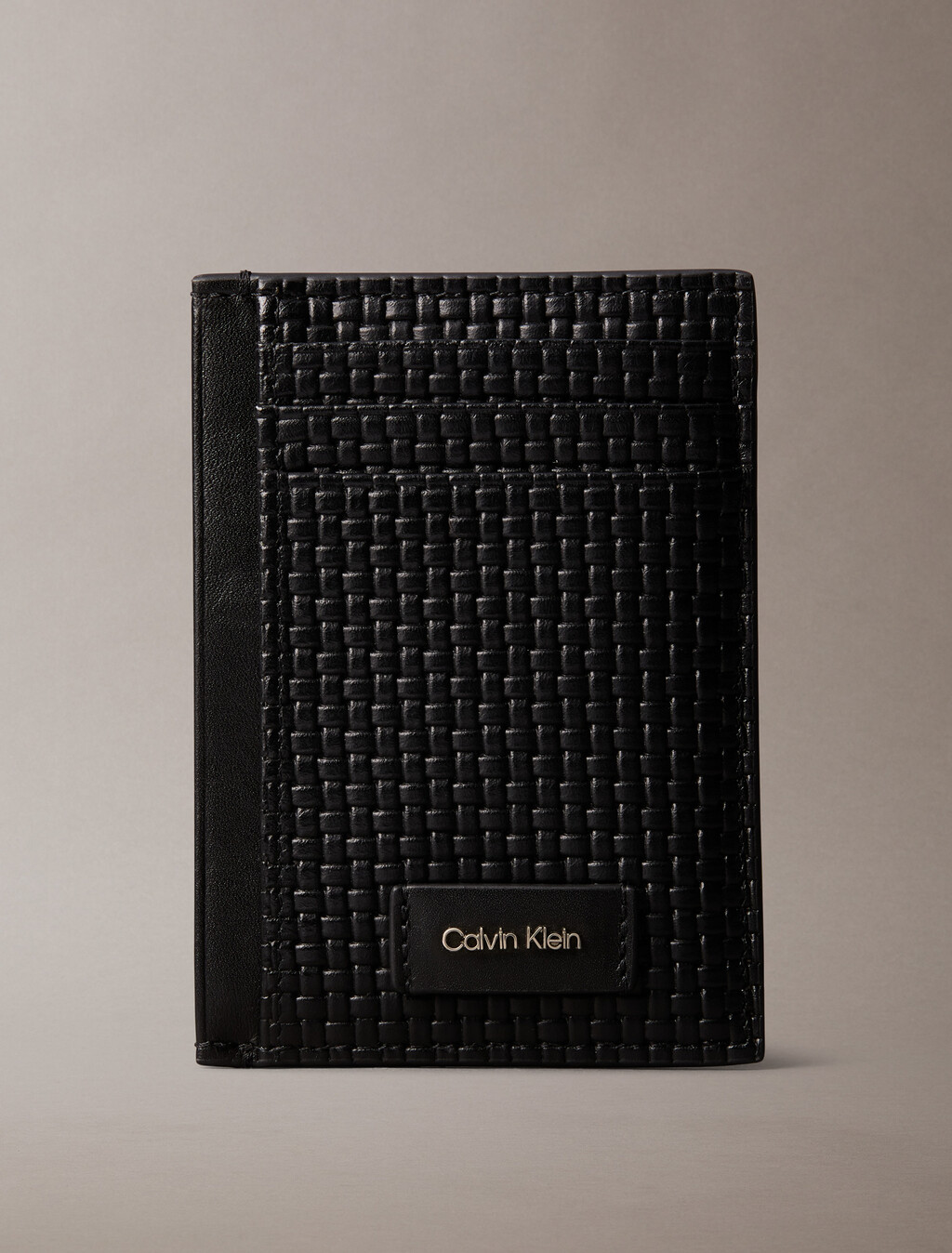 Embossed Woven Card Case, Black, hi-res