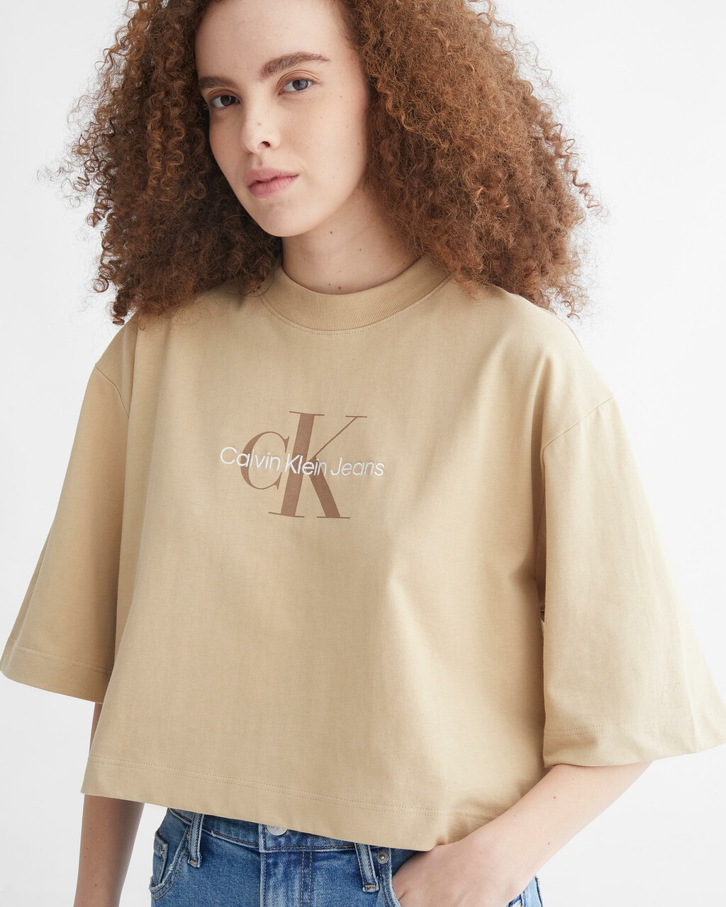 AMPLIFIED HEROES BOXY CROPPED TEE, Travertine, hi-res