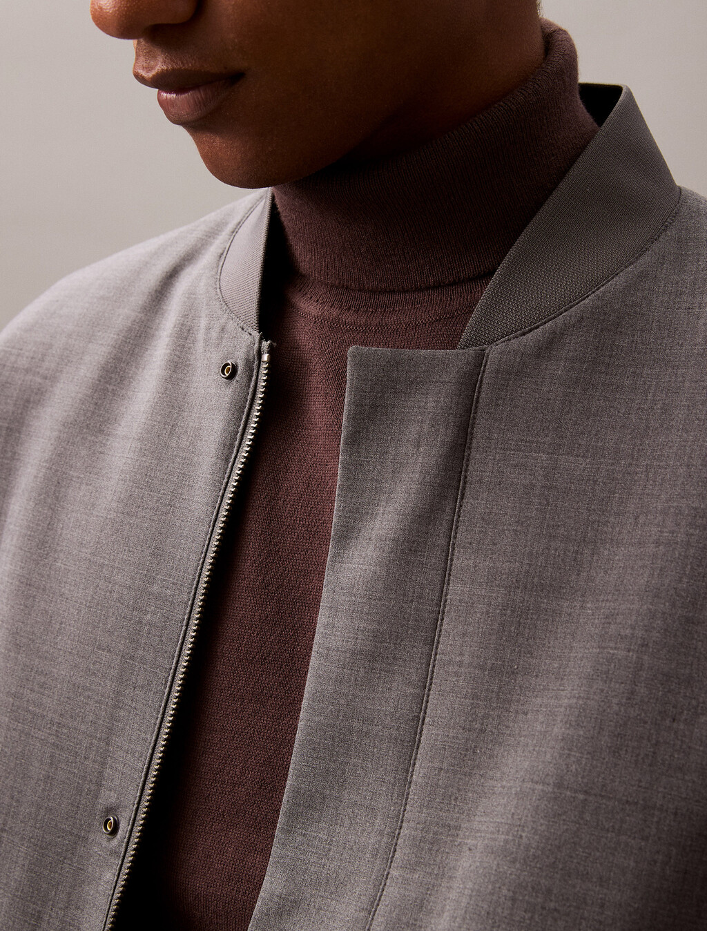 Reversible Wool Blend Bomber Jacket, Charcoal Heather, hi-res