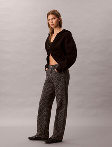 90s Straight Black Emblem Jacquard Jeans, BLACK EMBLEM, hi-res