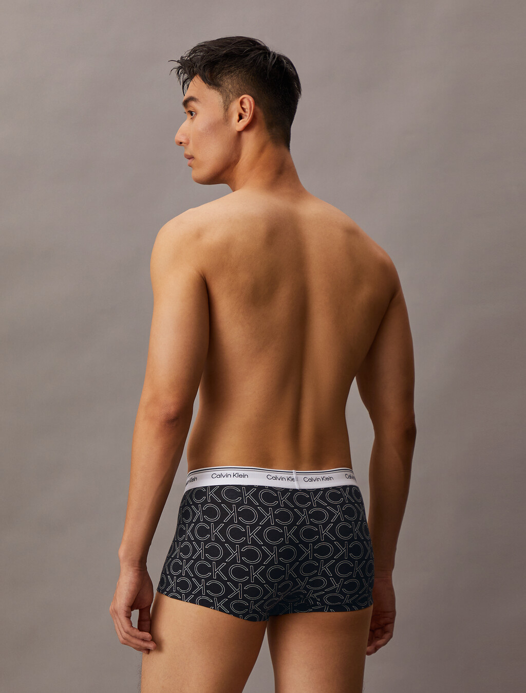 Cotton Stretch Balance Low Rise Trunks 3 Pack, BLACK/MONOGRAM OUTLINE BLACK/TURBULENCE, hi-res