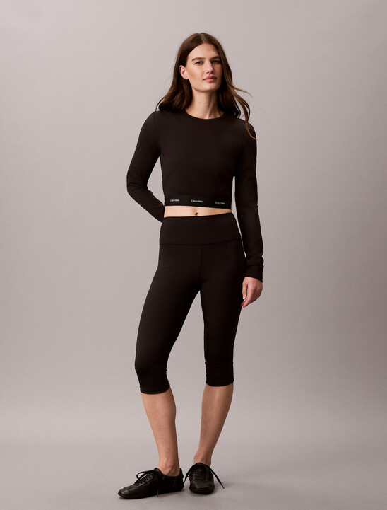 Logo Band Cropped Long Sleeve Top