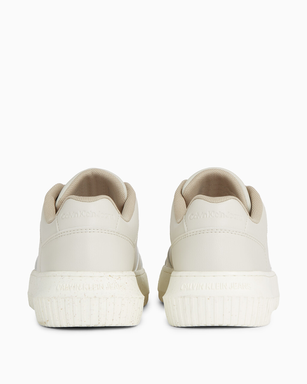 Faux Leather Trainers, Eggshell/Travertine, hi-res