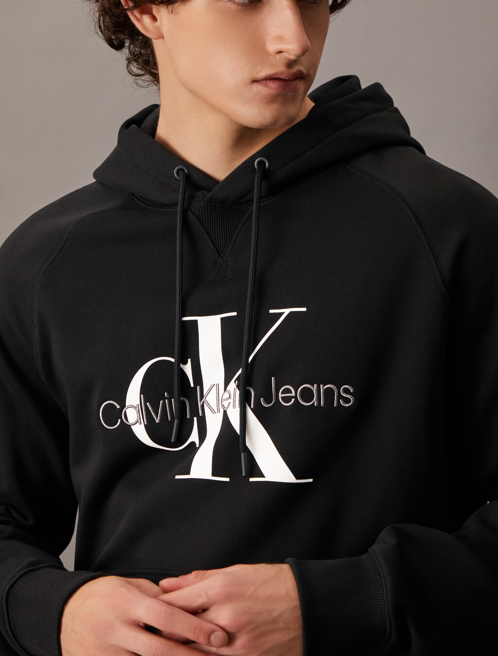 Monogram 寬鬆連帽衫, Ck Black, hi-res