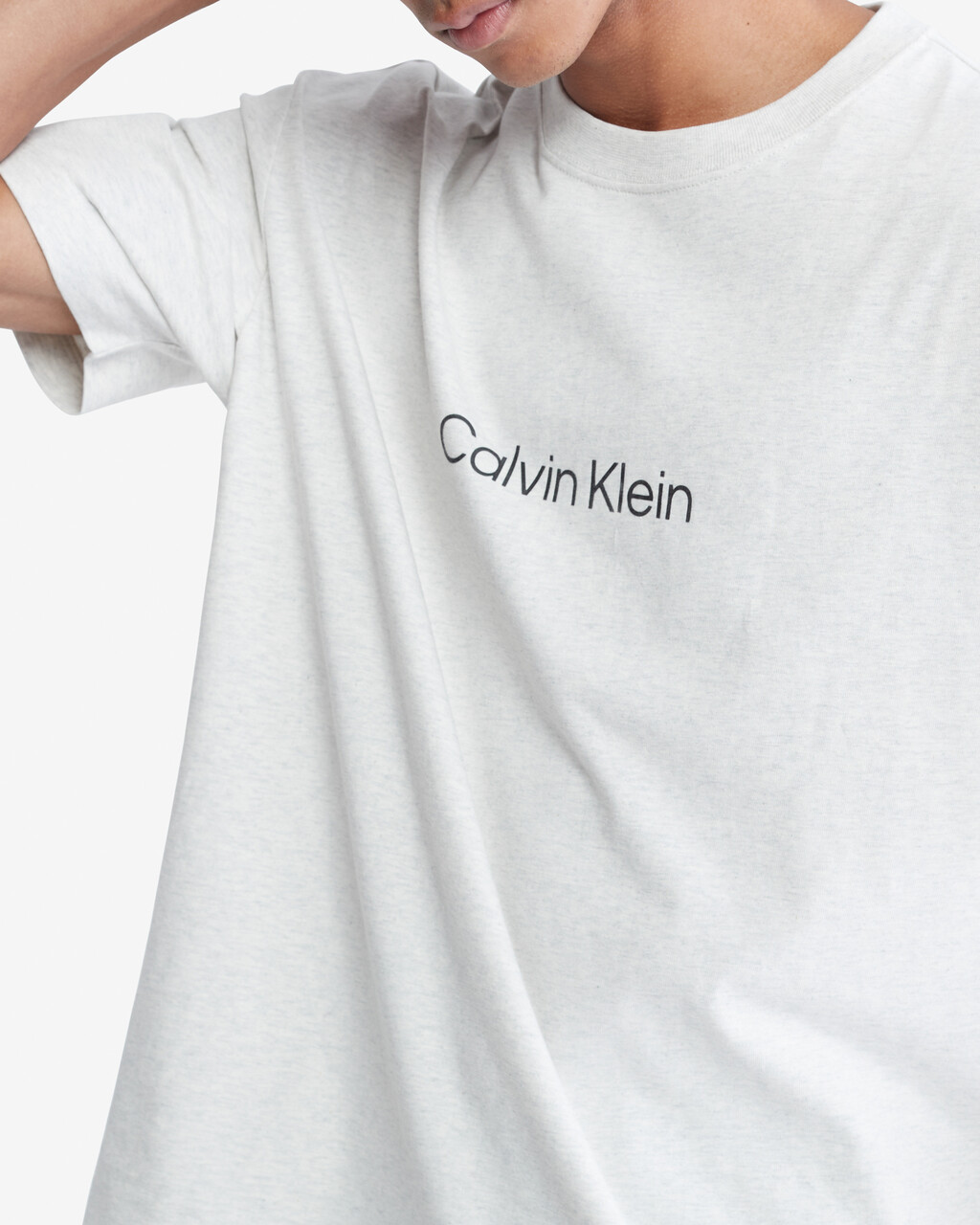 Calvin Logo 圓領上衣, Light Grey Heather, hi-res