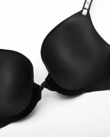 CALVIN KLEIN 1996 PUSH UP PLUNGE BRA, Black, hi-res