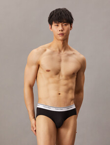 棉質彈性低腰三角內褲 3 件組, BLACK/BLACK/BLACK, hi-res